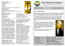 The Parish Newsletter - Catholic Parish of Sandy Bay and Taroona