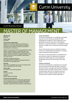 MASTER OF MANAGEMENT - Curtin Business School