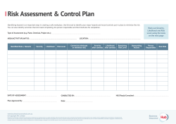 Risk Assessment & Control Plan