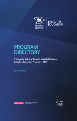 PROGRAM DIRECTORY - Queen`s School of Business