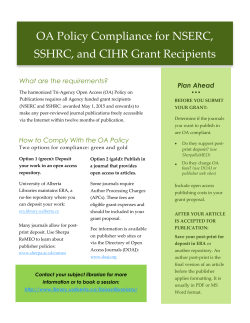 OA Policy Compliance for NSERC, SSHRC, and CIHR Grant