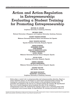 Action and Action-Regulation in Entrepreneurship