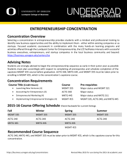 entrepreneurship concentration - Lundquist College of Business