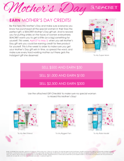 EARN MOTHER`S DAY CREDITS!