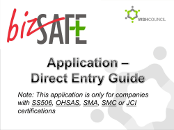 bizSAFE Application â Direct Entry Guide for SLOTS