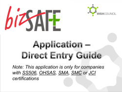 bizSAFE Application &acirc; Direct Entry Guide for SLOTS