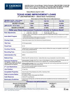 Home Improvement Rate Sheet