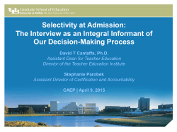 Selectivity at Admission: The Interview as an Integral