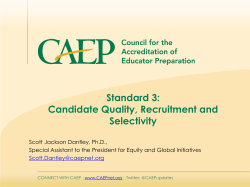 Standard 3: Candidate Quality, Recruitment and Selectivity