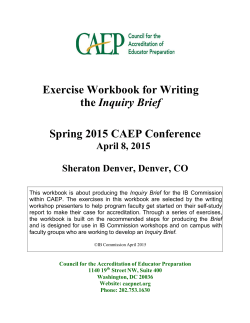 Exercise Workbook for Writing the Inquiry Brief Spring 2015 CAEP