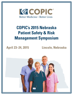 COPIC`s 2015 Nebraska Patient Safety & Risk Management