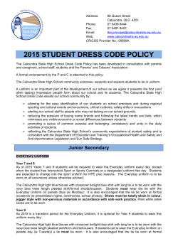 Student Dress Code Policy - Caloundra State High School