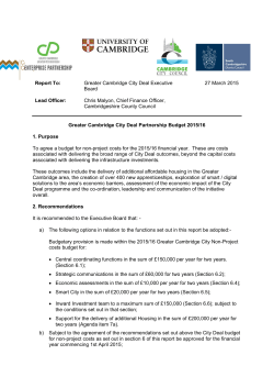 Report To: Greater Cambridge City Deal Executive Board 27 March