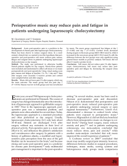 Perioperative music may reduce pain and fatigue