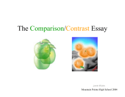 Compare/Contrast Essay Notes