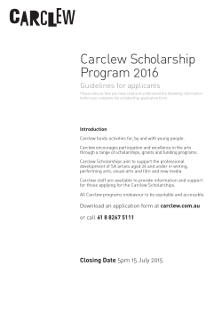 Carclew 2016 Scholarships - Information for Applicants