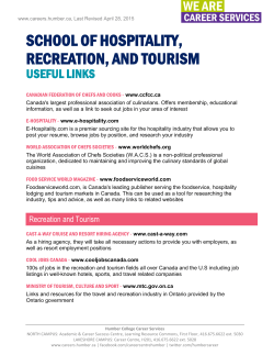 Useful Links - Hospitality, Recreation & Tourism