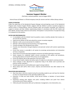Interval House Summer Support Worker
