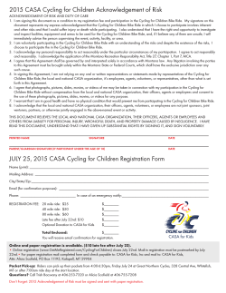 2015 CASA Cycling for Children Acknowledgement of Risk jULY 25