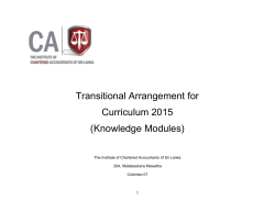 Transitional Arrangement for Curriculum 2015