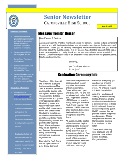 Senior Newsletter - Catonsville High