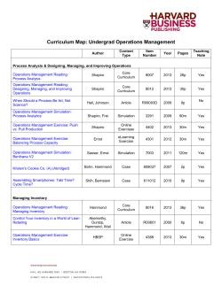 Curriculum Map: Undergrad Operations Management