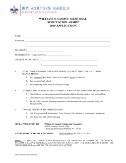 william h. sample memorial scout scholarship 2015 application