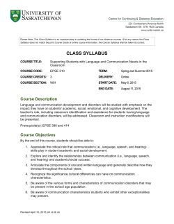 CLASS SYLLABUS - Centre for Continuing and Distance Education