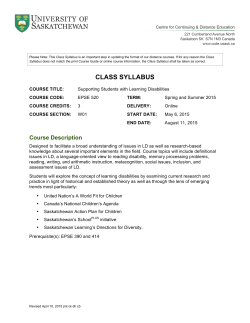 CLASS SYLLABUS - Centre for Continuing and Distance Education
