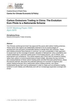Carbon Emissions Trading in China - Centre for Climate Economics