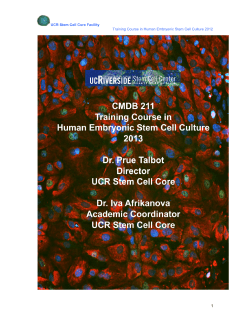 UCR Stem Cell Core Facility Training Course in