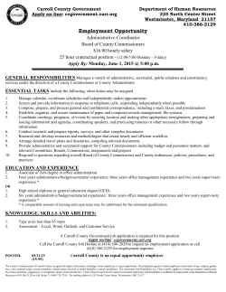 Employment Opportunity - Carroll County Government