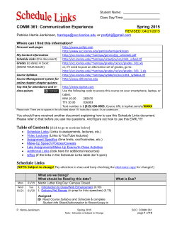 COMM 361: Communication Experience Spring 2015 Schedule Links