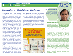 April 15, Wednesday - CEBC Industry Colloquium Sanjeev Katti
