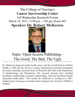 Speaker: Dr. Robert McKeown Topic: Open Access Publishing