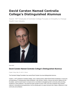 David Carsten Named Centralia College`s
