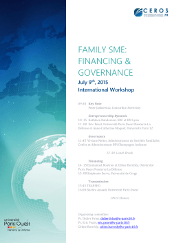FAMILY SME: FINANCING & GOVERNANCE