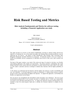 Risk Based Testing and Metrics - School of Science and Computer