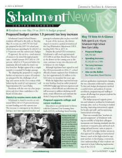 Budget Newsletter - Schalmont Central Schools