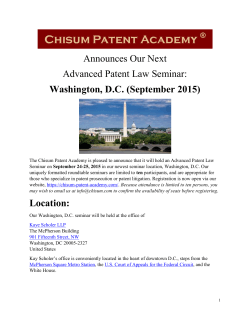 Announcing our first Washington, DC seminar! September 24