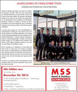 Bewerber fÃ¼r 2015 - Metall & Stahlbau Schmickler