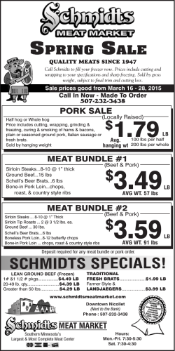 Spring Sale - Schmidts Meat Market
