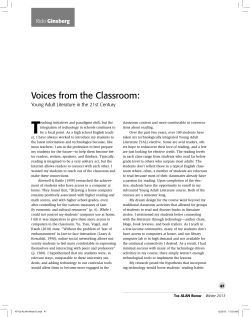 ALAN - v40n2 - Voices from the Classroom: Young Adult Literature