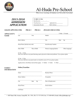 Admission Application Pre K - Al