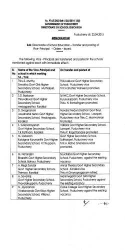 Vice-Principal - Government of Puducherry