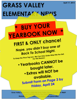 GRASS VALLEY ELEMENTARY NEWS * BUY YOUR YEARBOOK