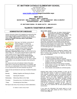 May 2015 Newsletter - Halton Catholic District School Board