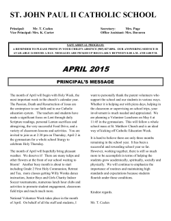 Newsletter - April 2015 - Halton Catholic District School Board