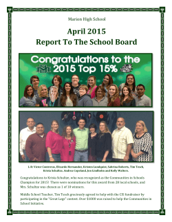 April 2015 Report To The School Board