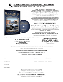 COMMENCEMENT CEREMONY DVD: ORDER FORM